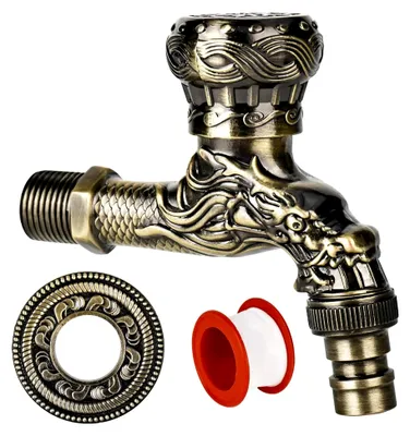 Produktbild von Garten Wasserhahn 1/2 Zoll Vintage Messing Wasserhahn, Wasserkran mit Rollendichtband für Zuhause, Küche, Badezimmer und Garten
