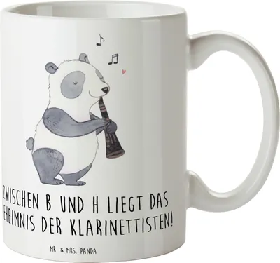 Produktbild von Mr. & Mrs. Panda Tasse Klarinette Geheimnis - Weiß - Geschenk, Kaffeetasse, Musikhumor, Musik, Notenlesen, Instrument, Keramiktasse, Musikunterricht, Teetasse, lernen