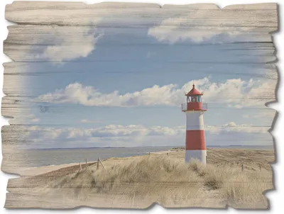 Produktbild von ARTland Holzbild Vintage Leuchtturm Sylt Größe: 40x30 cm