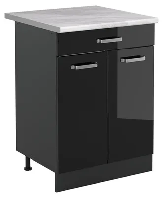 Imagen del producto de Mueble bajo de cocina Vicco R-Line  brillo intenso/Antracita 60 cm con cajón encimera Mármol, Model 61129