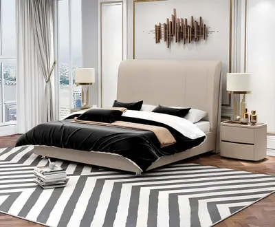 Zdjęcie produktu dla Skórzana tapicerka łóżka podwójne łóżka hotelowe sypialnia małżeństwo 180x200 cm luksus
