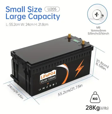 Produktbild von LiFePO4-Batterie – Lithium-Batterie für Wohnmobile – Energiespeicher – 25,6 V, 100 Ah – 800 A Spitzenstrom