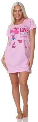 Produktbild von Damen Bigshirt Nachthemd Sleepshirt Nachtwäsche; Rosa/M/38