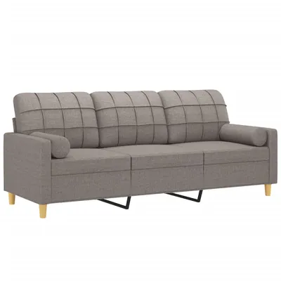 Produktbild von vidaXL 3-Sitzer-Sofa mit Zierkissen Taupe 180 cm Stoff