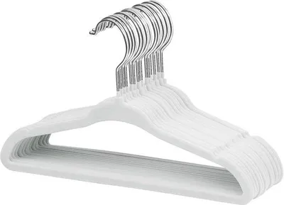 Zdjęcie produktu dla Ibenzoa® Zestaw 15 wieszaków na dzieciowe ubrania, białe, 27,8 cm, antypoślizgowe, obrotowy haczyk 360°, ultracienkie (0,5 cm)