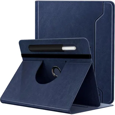 Immagine prodotto di Custodia universale per tablet da 9-11 pollici, con supporto a 360° e tasca per penna, colore blu scuro