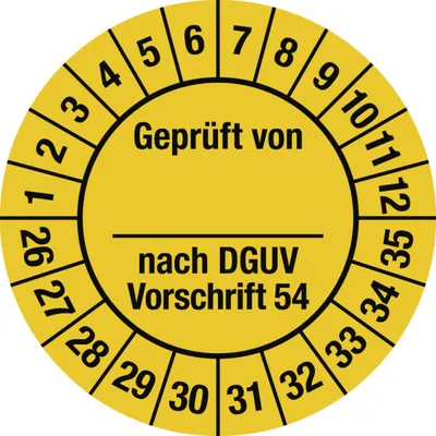 Produktbild von Dreifke® Prüfplakette ...DGUV Vorschrift 54, 2026-2035, Folie, Ø 30 mm...