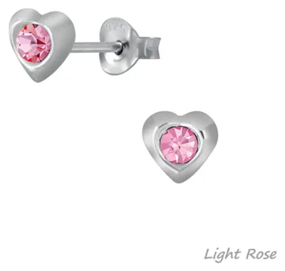 Produktbild von Kinderohrstecker: Mädchen Ohrringe Silber 925 „Kristall Herz“ Light Rose