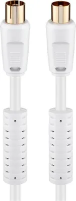 Obrázek produktu pro goobay Antennenkabel Koax Stecker/Kupplung vergloldet mit Ferrite weiß 3,5 m