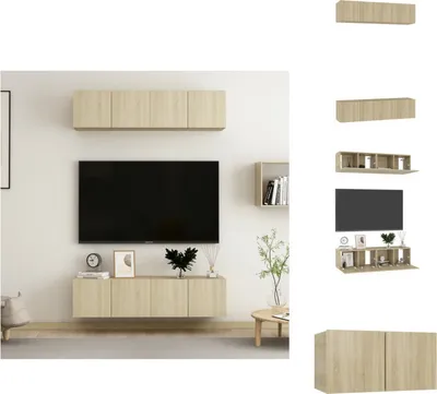 Produktbild von vidaXL TV-Schränke 4 Stk. Sonoma-Eiche 60x30x30 cm Holzwerkstoff -  TV-Möbel