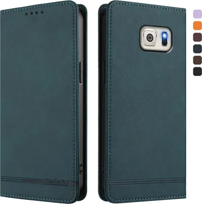 Image de Etui pour Samsung Galaxy S6 Edge, étui rétro en cuirPolyuréthaneavec support et fentes pour cartes de crédit Vert