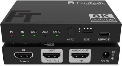 Zdjęcie produktu dla Ekstraktor audio HDMI 2.1 (wyjście audio HDMI), splitter 1 wejście, 2 wyjścia, 8K, 4K, 120Hz, eARC
