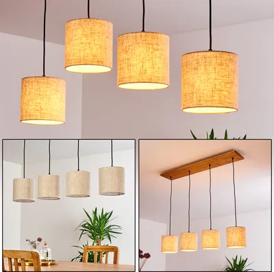 Produktbild von Meolo »Meolo« Hängelampe aus Holz/Textil in Natur/Schwarz