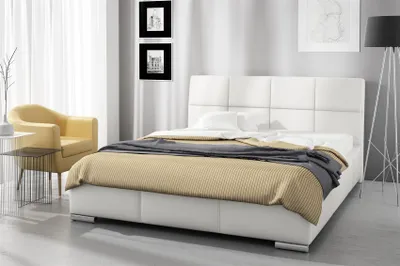 Produktbild von Polsterbett Bett Doppelbett HANNES Kunstleder Weiss 180x200cm