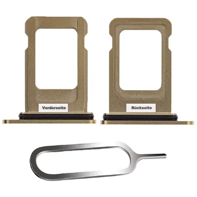 Produktbild von iPHONE 13 PRO / MAX SIM KARTEN HALTER TRAY ADAPTER FACH STECKER SLOT CARD + NADEL GOLD