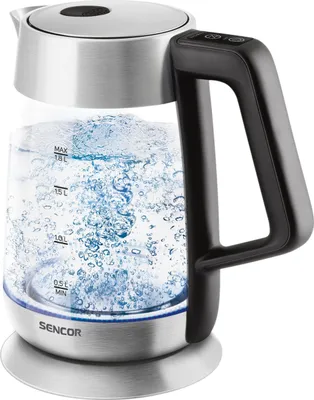 Zdjęcie produktu dla Sencor SWK 1890SS, 1,8 l, 2200 W, Czarny, Stal nierdzewna, Przezroczysty, Szkło, Metal, Plastik, Regulowany termostat, Wskaźnik poziomu wody