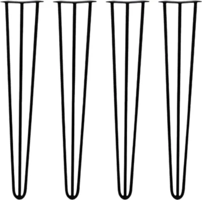 Image de Pieds de table en épingle à cheveux 86 cm – Lot de 4 pieds de table en métal massif – Design industriel – Pour bureau, restaurant et table à manger