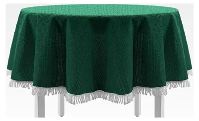 Produktbild von Runde Tischdecke mit Fransen für den Außenbereich 130 cm grün