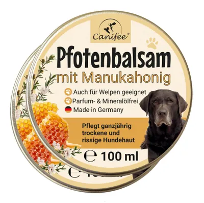 Produktbild von Canifee Pfotenbalsam für Hunde mit Manuka-Honig im Doppelpack 2x100ml Dose