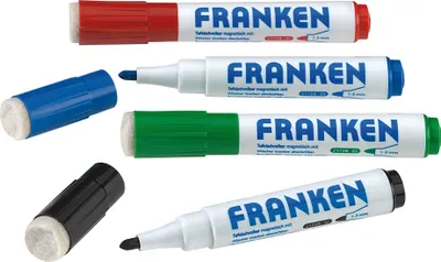 Produktbild von FRANKEN KombiMarker MagWrite - 1 - 3 mm, Rundspitze, 4 Farben sortiert