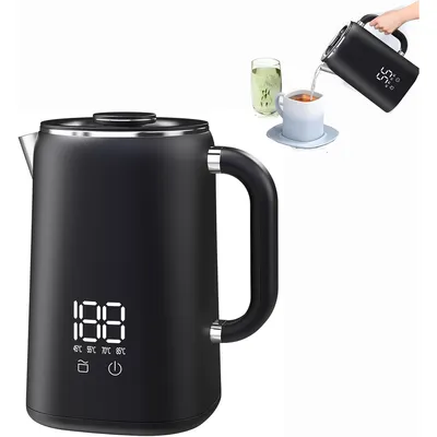 Produktbild von Wasserkocher 1,7 L mit Temperaturregelung 45-100 °C, Edelstahl Wasserkessel mit Warmhaltefunktion und Touchpanel, mattes Schwarz