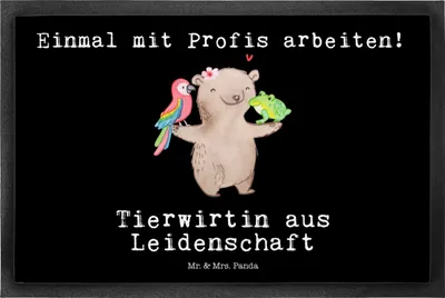 Produktbild von Mr. & Mrs. Panda Schmutzmatte Tierwirtin Leidenschaft 50 x 75 cm - Schwarz - Geschenk, Türmatte, Lustig, Witzig, Schmutzfangmatte, Landwirtin, Fussmatte, Bauernhof