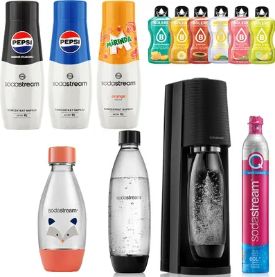 Produktbild von SODASTREAM TERRA SATURATOR KARTUSCHENFLASCHEN 1x 1L FUSE 1x 0,5L LH + 3x Sirup