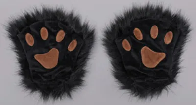 Produktbild von 1 Paar Winterhandschuhe Wolfspfoten Füchse Krallen Fäustlinge Hautfreundlich Wärmedämmende Handschuhe Party Cosplay Kostüm Schwarz