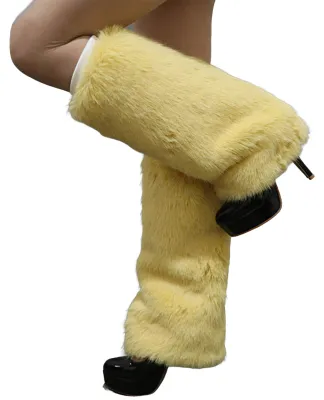 Produktbild von 1 Paar dicke, dehnbare Stulpen aus Plüsch, elastisch, einfarbig, Herbst/Winter, Damen, warme Stiefelstrümpfe aus Kunstpelz