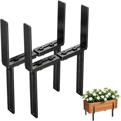 Produktbild von 2 Stück Blumenkastenhalter in Standard-H-Form, zweifach verstellbar für Balkonbrüstungen und Geländer, ohne Bohren