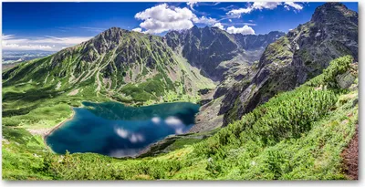 Produktbild von Tulup Glas-Bild -140x70- Wandkunst Dekorative Wand für Küche & Wohnzimmer - Landschaften - Der Schwarze See - Grün