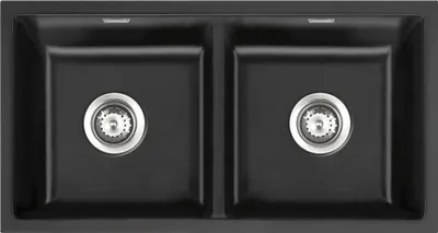 Produktbild von Systemceram KeraDomo Spüle MERA TWIN F/o in LAVA mit Handbetätigung / Keramikspüle