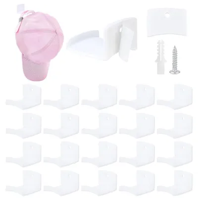 20er Set selbstklebende Huthaken, weiß, für Baseballcaps
