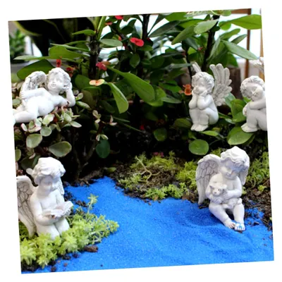 Produktbild von 5 Stück Engel-Figuren aus echtem Kunstharz für Terrasse, Friedhof und Innenraumdekoration