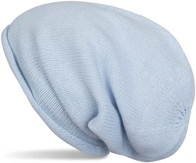 Produktbild von styleBREAKER Uni Beanie Feinstrick Rollrand bis Umfang 59cm, Hellblau