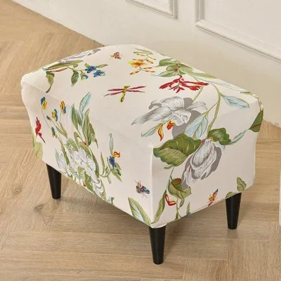 Produktbild von Elastische Fußbankabdeckung, rechteckig, blumenmuster, waschbar, 40-60 cm