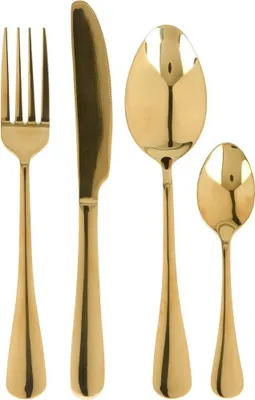 Produktbild von 16-teiliges goldfarbenes Besteckset aus robustem Edelstahl - EH Excellent Houseware