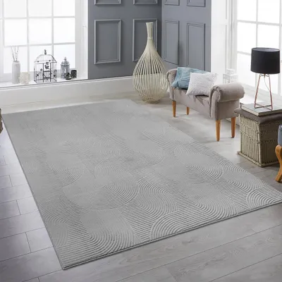 Produktbild von Kuschliger Teppich mit schönem Linienmuster in grau Größe - 140 x 200 cm