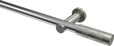 Produktbild von Interdeco Gardinenstange / Vorhangstange Chrom / Edelstahl-Optik, Typ Platon Mavell (Zylinder) ohne Ringe, 20 mm Ø 1-läufig, 400 cm