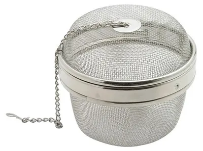 Kräuterball 10 cm, Edelstahl, Silber, mit Bajonettverschluss