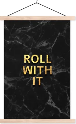 Produktbild von MuchoWow® Textilposter Zitate - Sprichwörter - Gold - Marmor 60x90 cm mit holzfarbenen Rahmen - Textil