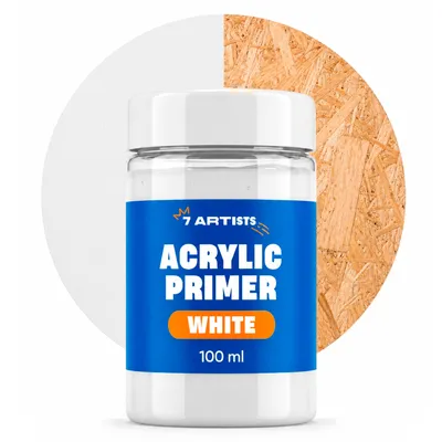 Produktbild von 7 Artists Acryl Grundierung 100 ml – Hochwertiges Gesso Weiß für Leinwand, Holz, Papier, Stein – Universale Grundierfarbe für Acrylfarben & Künstlerbe