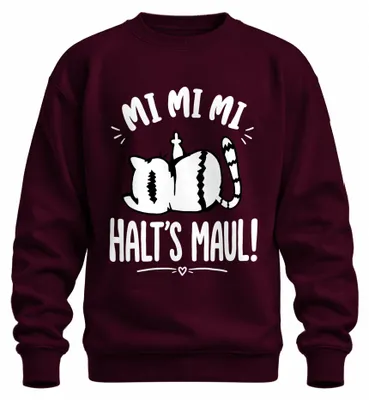 Obrázek produktu pro Pulover s potiskem "Mi Mi Mi Halt's Maul Katze Mittelfinger", sarkastický motiv, barva: vínová, velikost: XL