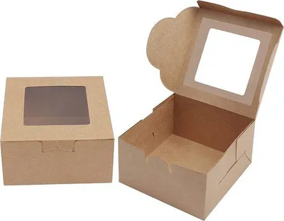 Produktbild von Famanu Verpackungsboxen für Gebäck - Braun - 50 Stück - 10,16 x 10,16 x 5,7 cm