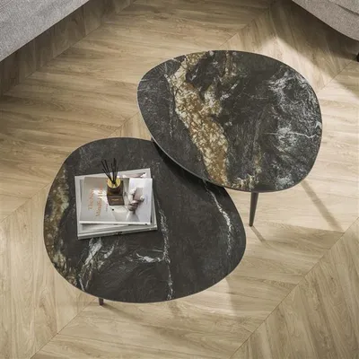 Produktbild von Hoyz Collection - Couchtisch-Set 2 Organic Fossil - Keramik Fossil Black