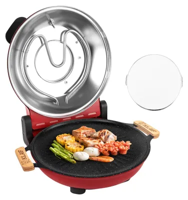 Immagine prodotto di Griglia elettrica per pizza, con controllo della temperatura a due livelli, per cottura ad alta temperatura, colore: rosso