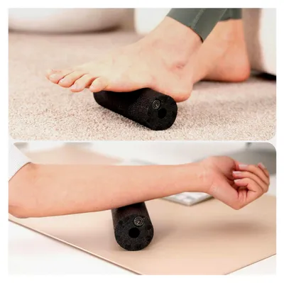 Produktbild von Kleine Faszienrolle - Kompakte Massagerolle für die Selbstmassage - Ideal für Fuß, Nacken, Fersensporn, Schulter, Arm, Wade, Fußrolle - Massage Faszien Rolle - Black Orbit Edition