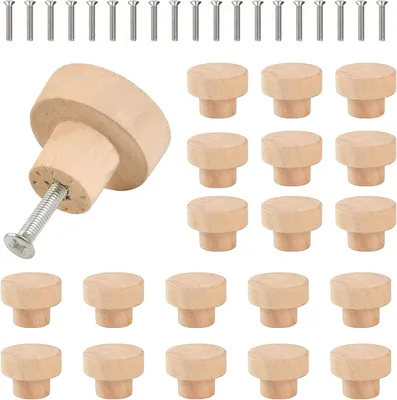 Produktbild von Holz-Möbelknöpfe 35 mm, 20 Stück, Runde Schrankgriffe, Unlackiert, für Möbel
