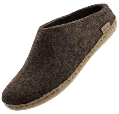 Produktbild von Glerups Pantoffel Modell B mit Ledersohle – Dein natürlicher Hüttenschuh aus Gotland-Woll: rot / 45 Farbe: rot Größe: 45