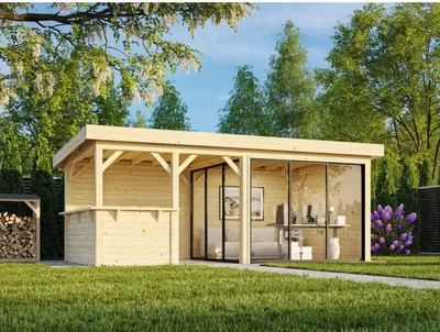 Produktbild von Pavillon Palmako Lenna Slide Plus 16,6 m² Set 707 588 x 300 cm tauchimprägniert